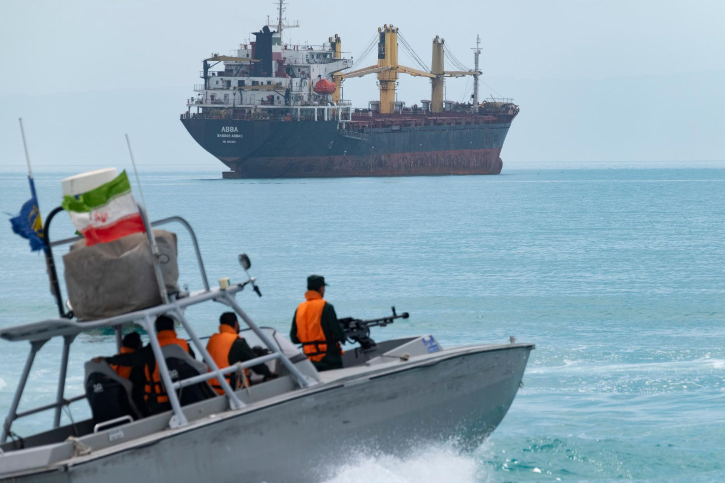 Speedboat patrols Strait of Hormuz during Iranian marine display