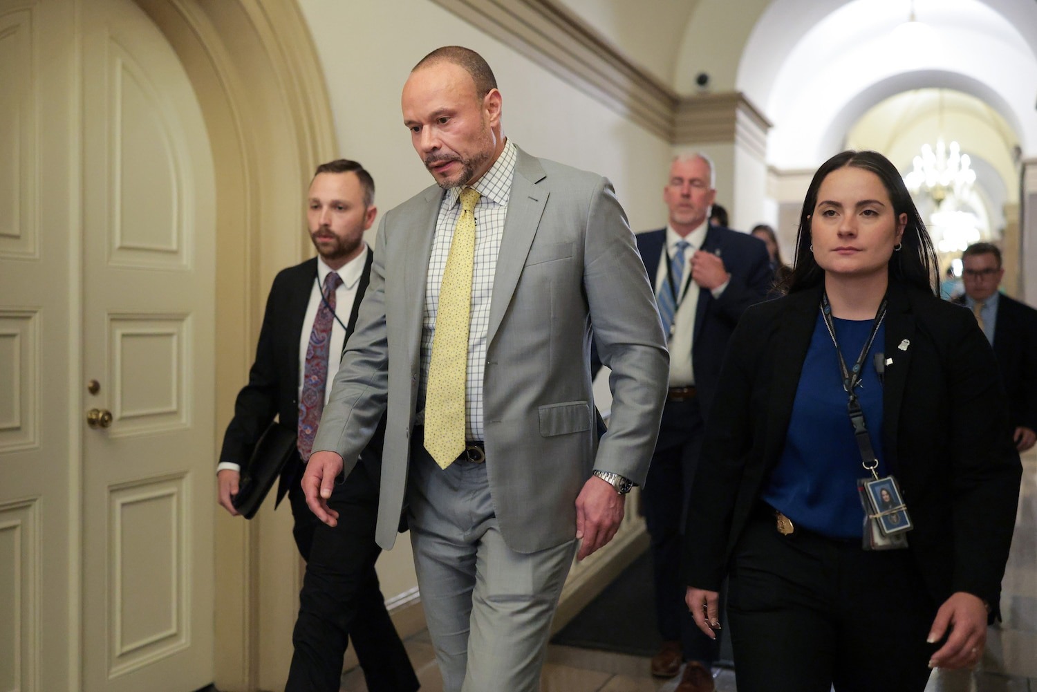 Dan Bongino walks through Capitol hallway amid Epstein case fallout