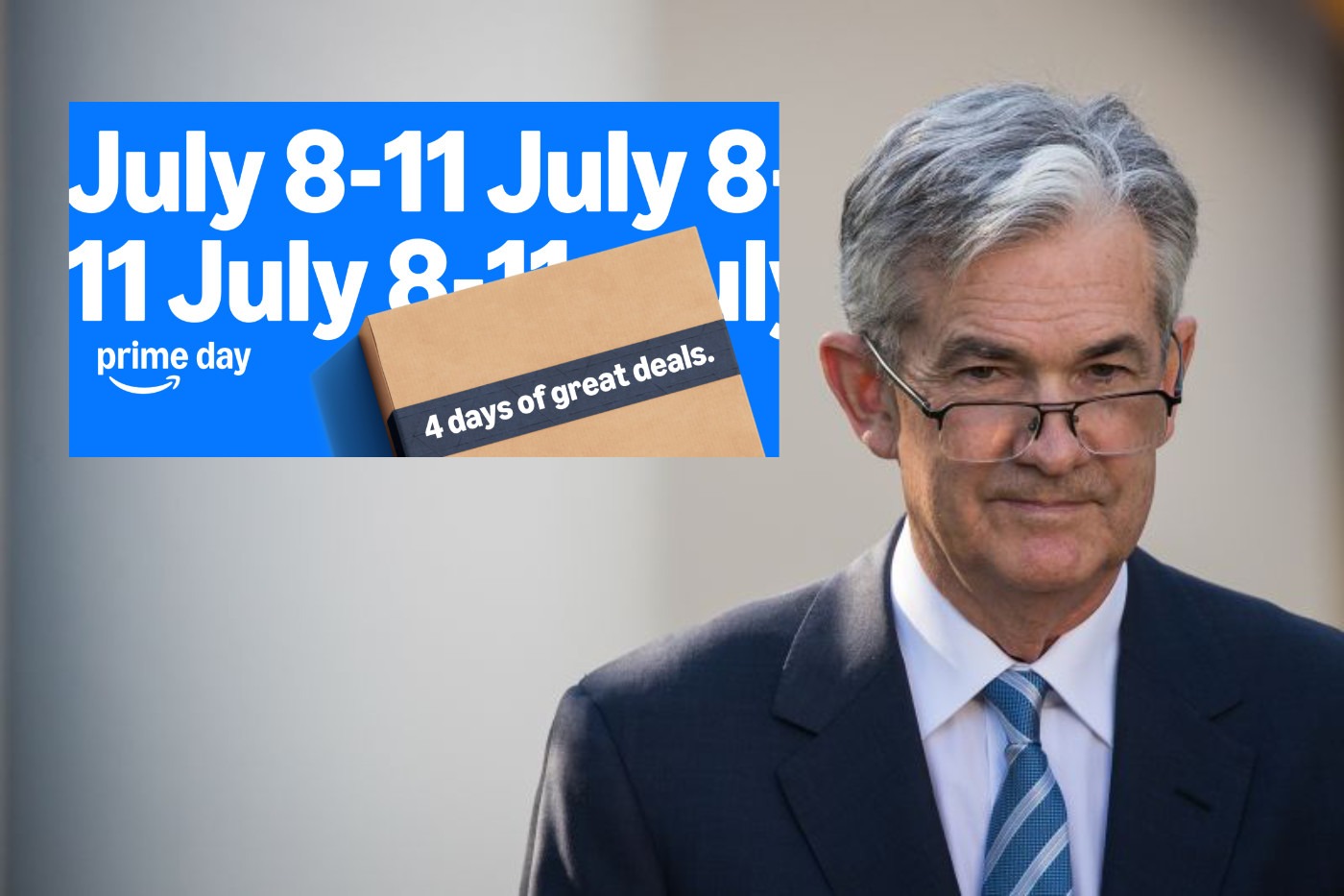 Jerome Powell reacts during press conference amid Prime Day concerns