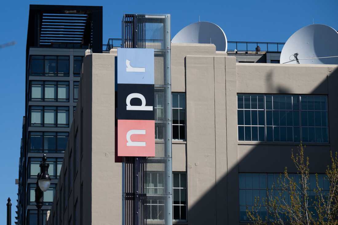 NPR headquarters building with NPR logo