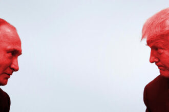 Vladimir Putin and Donald Trump facing each other during a meeting.