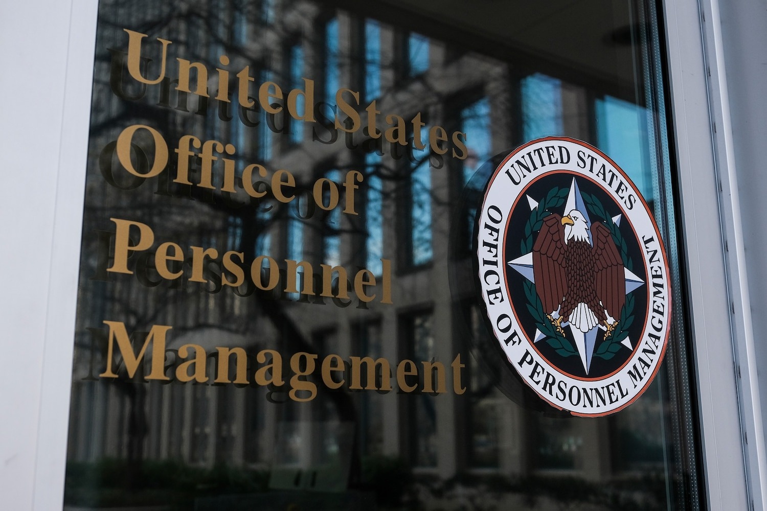 Door with sign for United States Office of Personnel Management