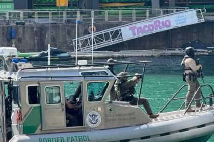 U.S. Customs and Border Protection boat patrols the Chicago River during Operation Midway Blitz