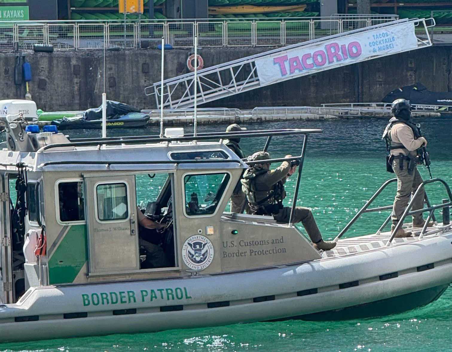 U.S. Customs and Border Protection boat patrols the Chicago River during Operation Midway Blitz