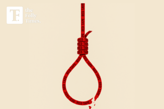 Illustration of a red tape noose breaking apart, symbolizing the collapse of bureaucracy.