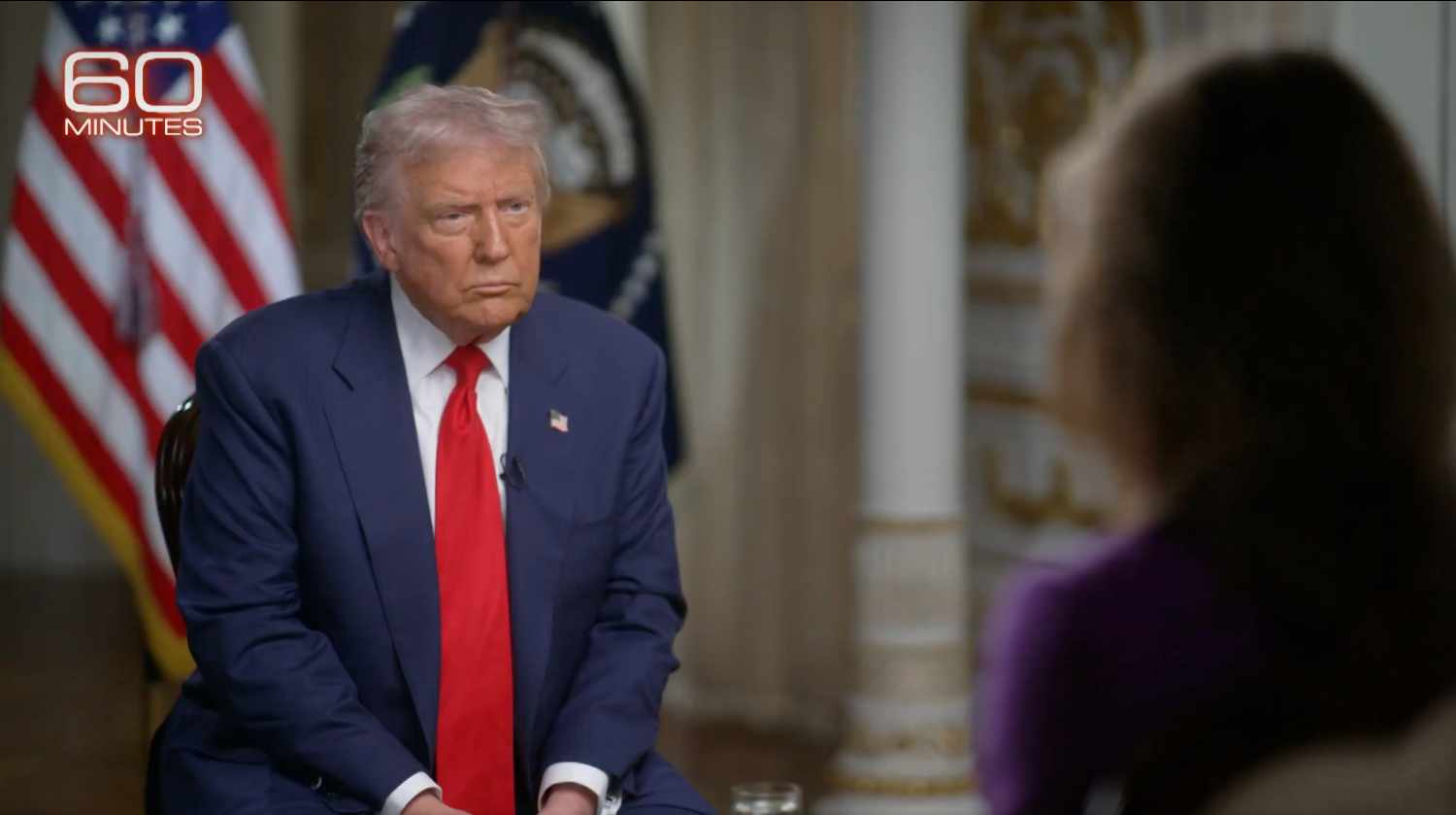 Donald Trump being interviewed by Lesley Stahl on 60 Minutes