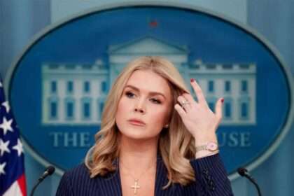 The White House press briefing room podium with official signage.