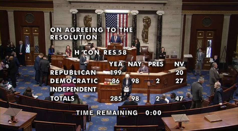 Members of the U.S. House vote on a resolution inside the House chamber.
